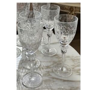 Rogaska Gallia Set of 4 Etched Cut Crystal Wine Glasses
